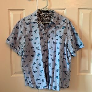 Shark print button down size mens L
